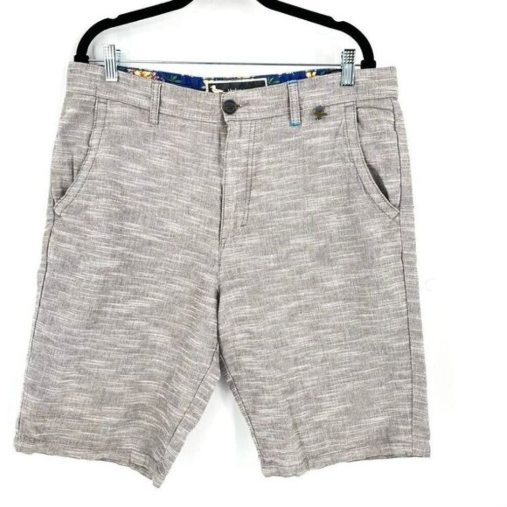 Modern amusement men’s flat front shorts Heathered gray small chino 100% cotton